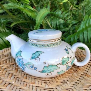 NANTUCKET Small Aqua I Blue I Gold Floral Teapot